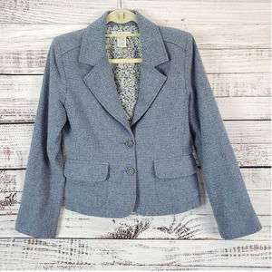 Cabi Light Blue Tweed Wool Blend Blazer Jacket